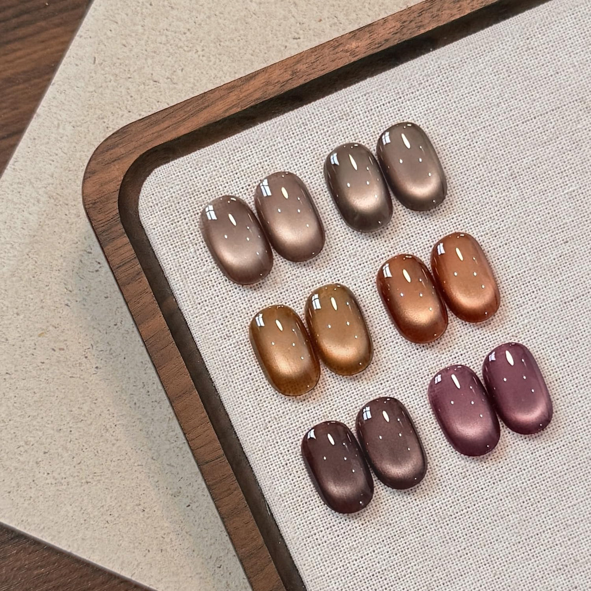 GAOY Brown Cat Eye Gel Nail Polish Kit with 6 colours and magnet
