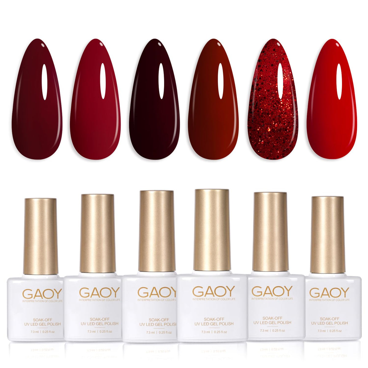 GAOY Burgundy Red Gel Nail Polish Set with six colours