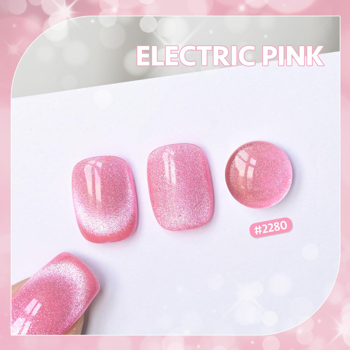 GAOY Cat Eye Gel Nail Polish 16ml Electric Pink with cat eye magnet