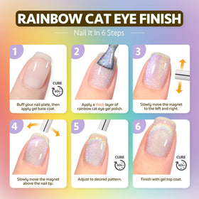 GAOY Cat Eye Gel Nail Polish 16ml Silver Rainbow with magnet
