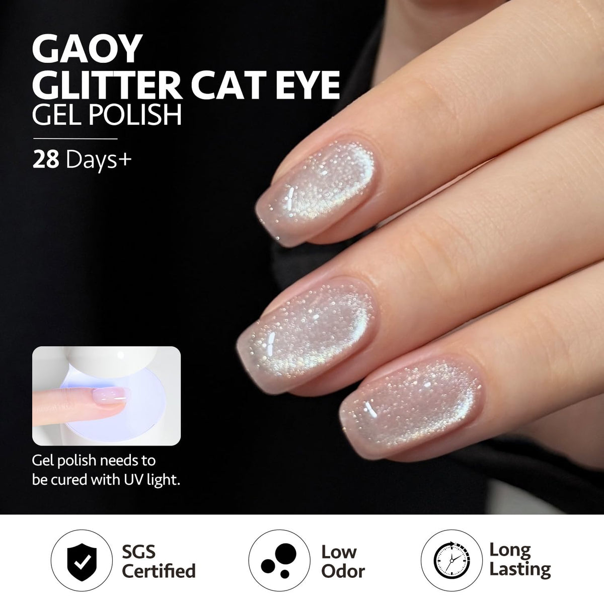 GAOY Cat Eye Gel Nail Polish Kit with UV light curing