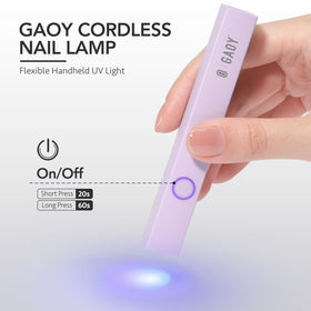 GAOY cordless nail lamp showing dual timer buttons