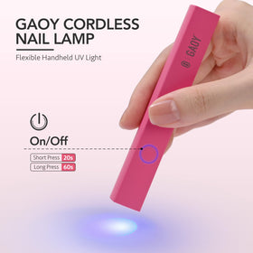 GAOY cordless nail lamp with gel polish curing, side view