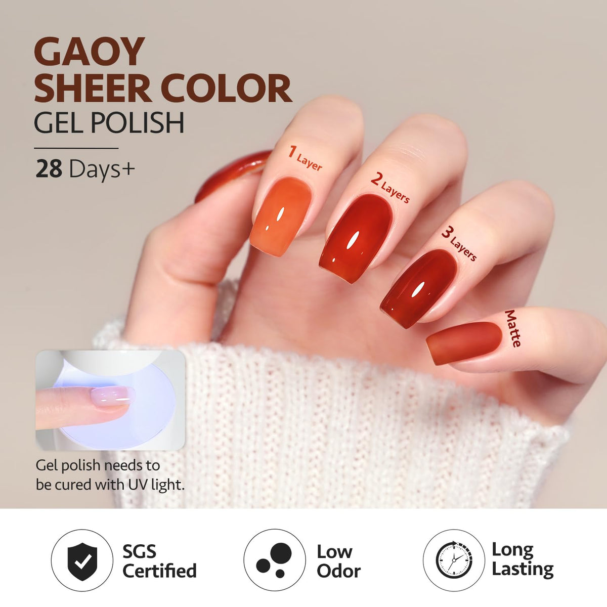 GAOY gel nail polish bottles on a nail art table