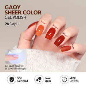 GAOY gel nail polish bottles on a nail art table