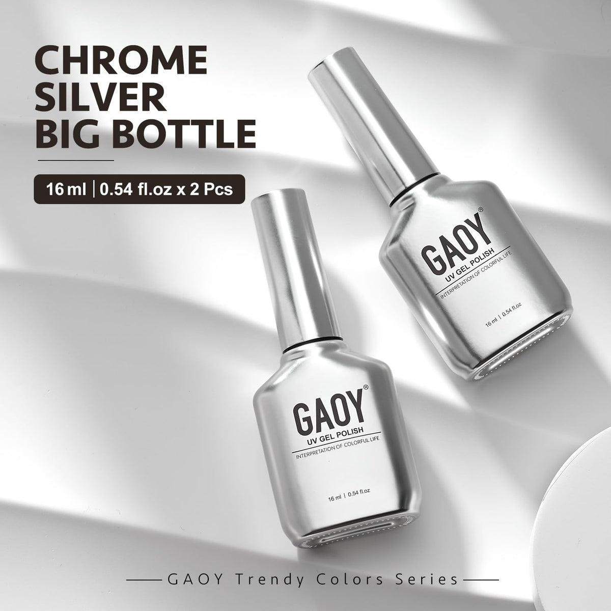 GAOY gel nail polish bottles with a manicure setup