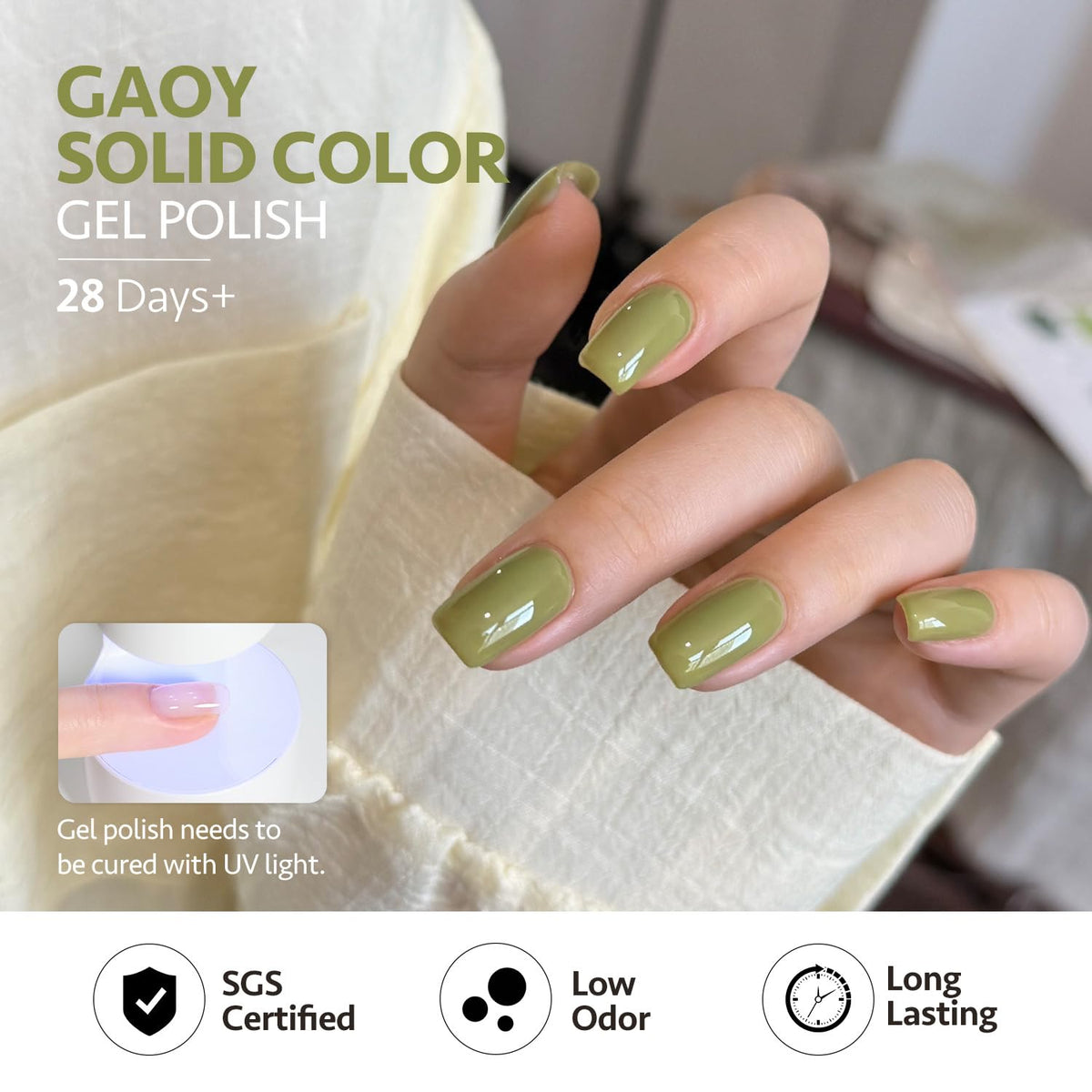 GAOY gel nail polish curing under UV LED lamp