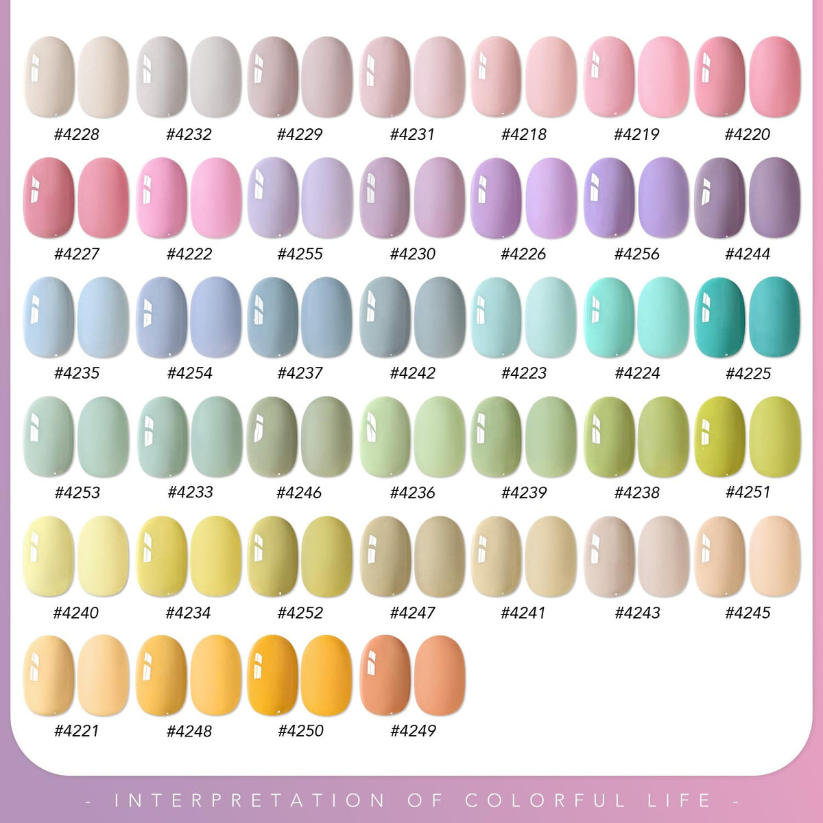 GAOY Gel Nail Polish finished manicure with pastel colours