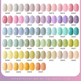 GAOY Gel Nail Polish finished manicure with pastel colours