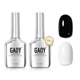 GAOY Gel Nail Polish Kit with black and white bottles front view