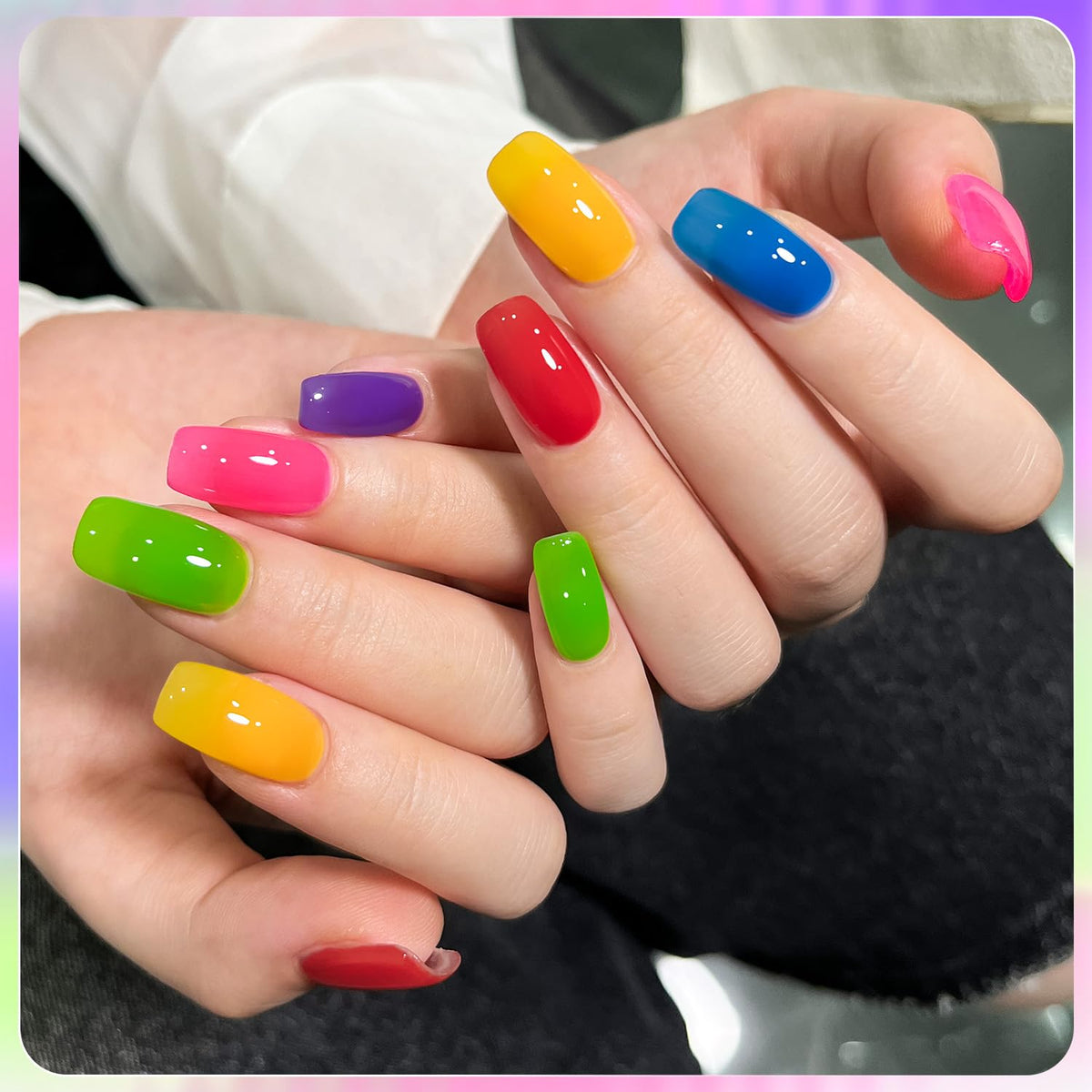 GAOY Gel Nail Polish Set displayed with UV light