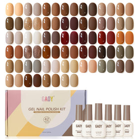 GAOY Gel Nail Polish Set with 39 fall brown colours and top coat