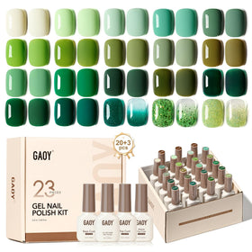 GAOY Gel Polish Kit 23 Pcs with green glitter colours