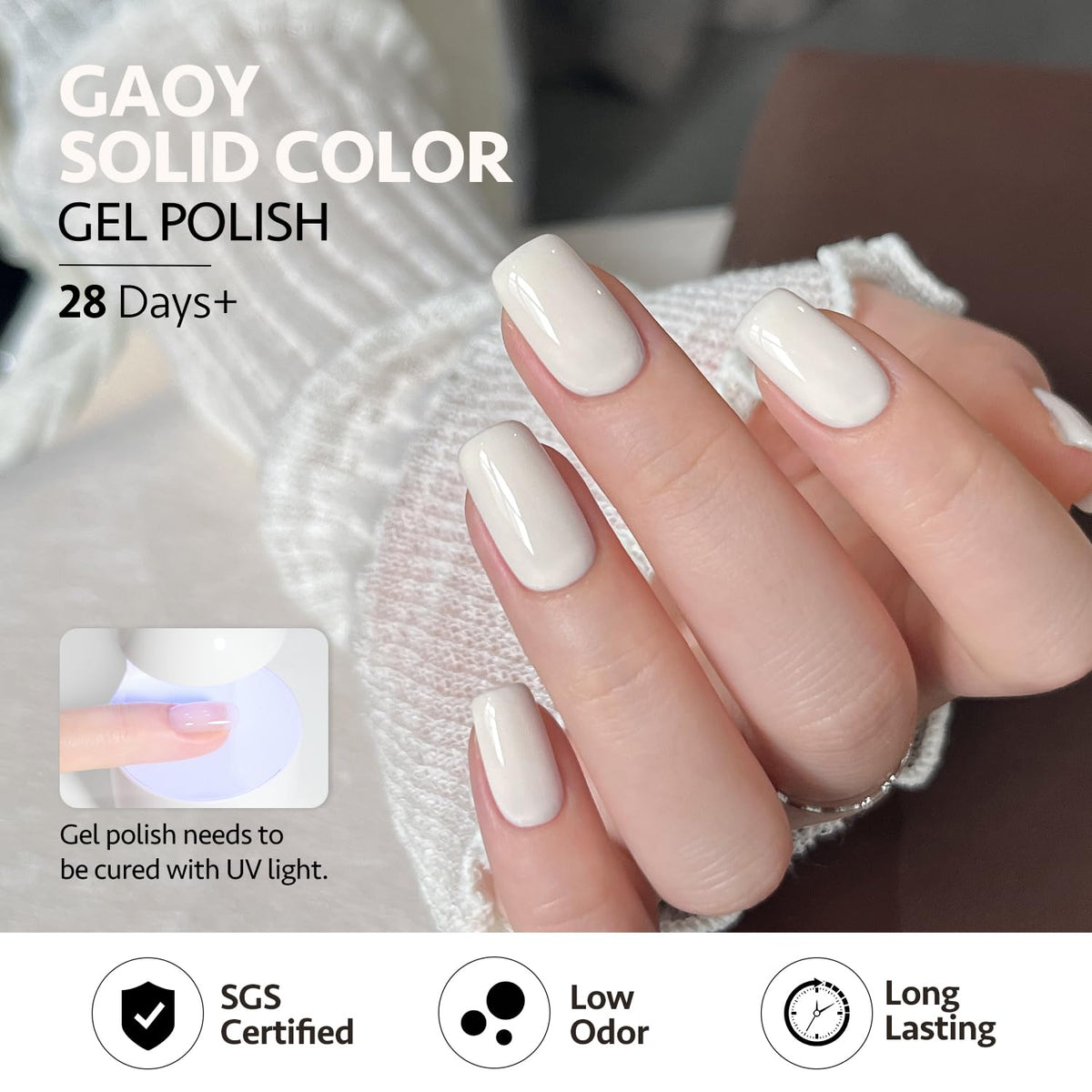 GAOY gel polish set packaging showing dimensions and contents