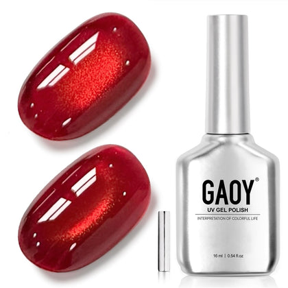 GAOY Glassy Cat Eye Gel Nail Polish 16ml Blood Red front view