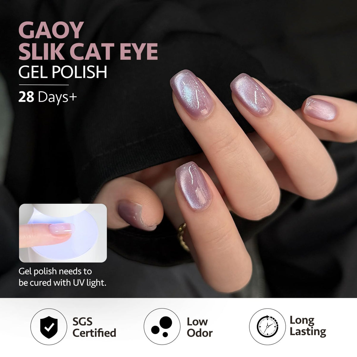 GAOY Glitter Cat Eye Gel Nail Polish in pink shade