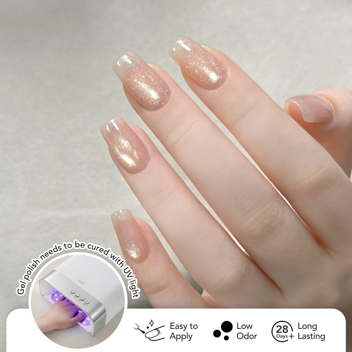 GAOY Glitter Cat Eye Gel Nail Polish set with UV light