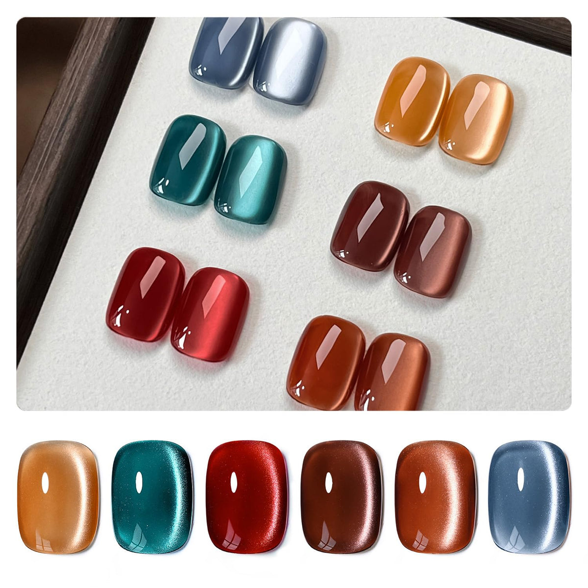 GAOY Glitter Cat Eye Gel Polish Set with 6 colours and magnet