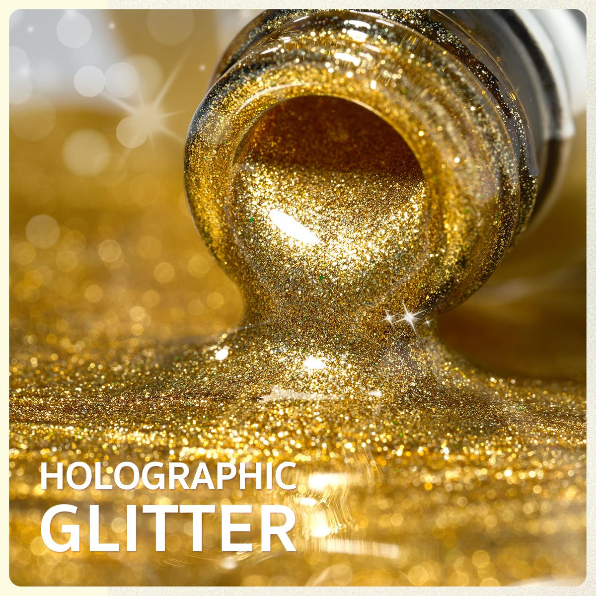 GAOY Gold Glassy Cat Eye Gel Nail Polish bottle with glitter effect