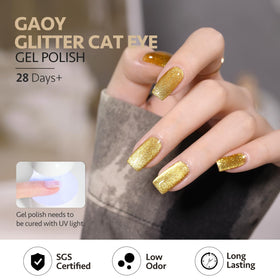 GAOY Gold Glassy Cat Eye Gel Nail Polish packaging with instructions