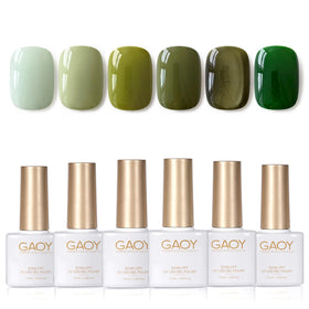 GAOY Green Gel Nail Polish Set with six olive dark green bottles