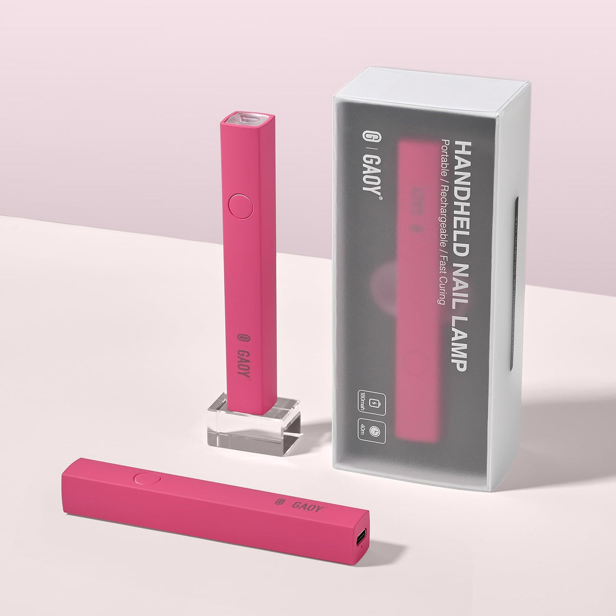 GAOY Handheld UV Light for Gel Nails in rose colour, front view