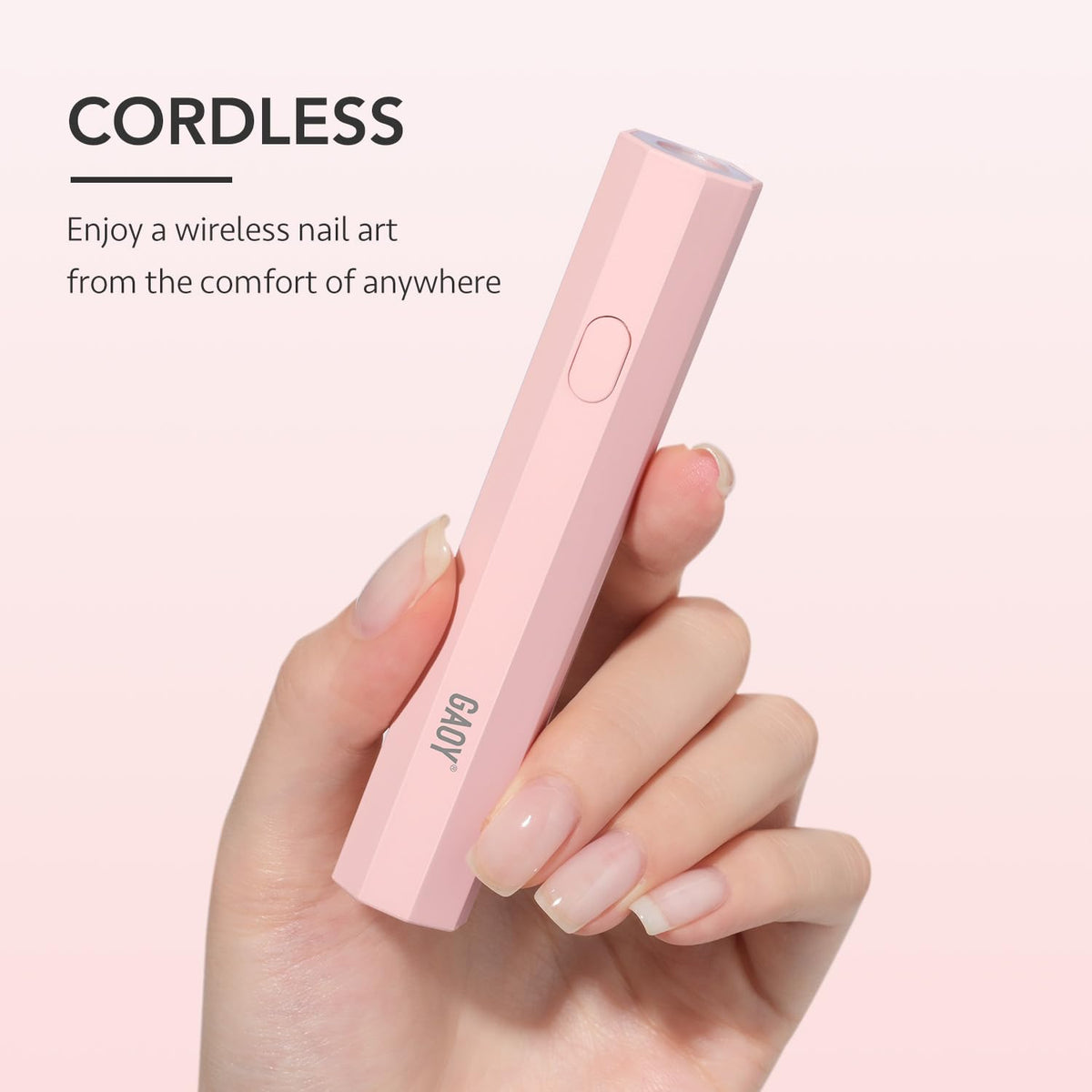 GAOY Handheld UV Light Mini Nail Lamp lifestyle scene with nail art