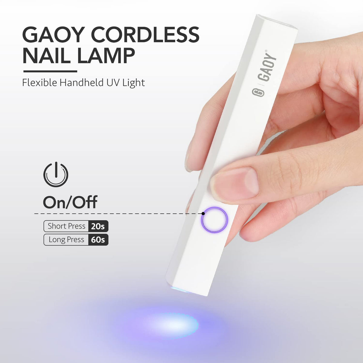 GAOY Handheld UV Light side view showing cordless design