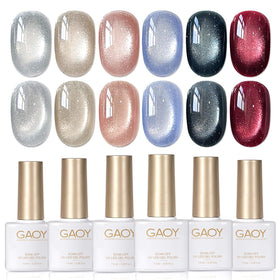 GAOY Holographic Glitter Cat Eye Gel Polish Set with six colours