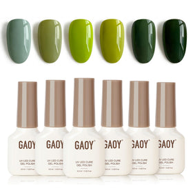 GAOY Jade Green Gel Nail Polish Set front view with six bottles