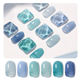 GAOY Jelly Blue Gel Nail Polish Set with six bottles in various sheer colours