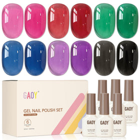 GAOY Jelly Gel Nail Polish Set, six bottles with sheer colours