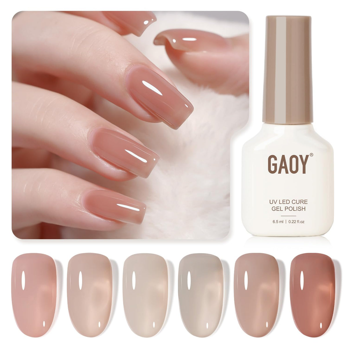 GAOY Jelly Gel Nail Polish Set with 6 colours displayed