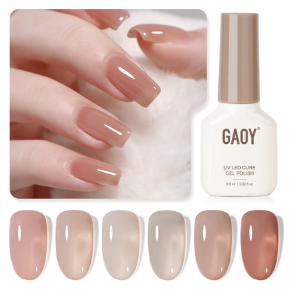 GAOY Jelly Gel Nail Polish Set with 6 colours displayed
