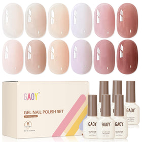 GAOY Jelly Gel Nail Polish Set with six colours displayed