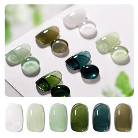 GAOY Jelly Green Gel Nail Polish Set with six sheer colours