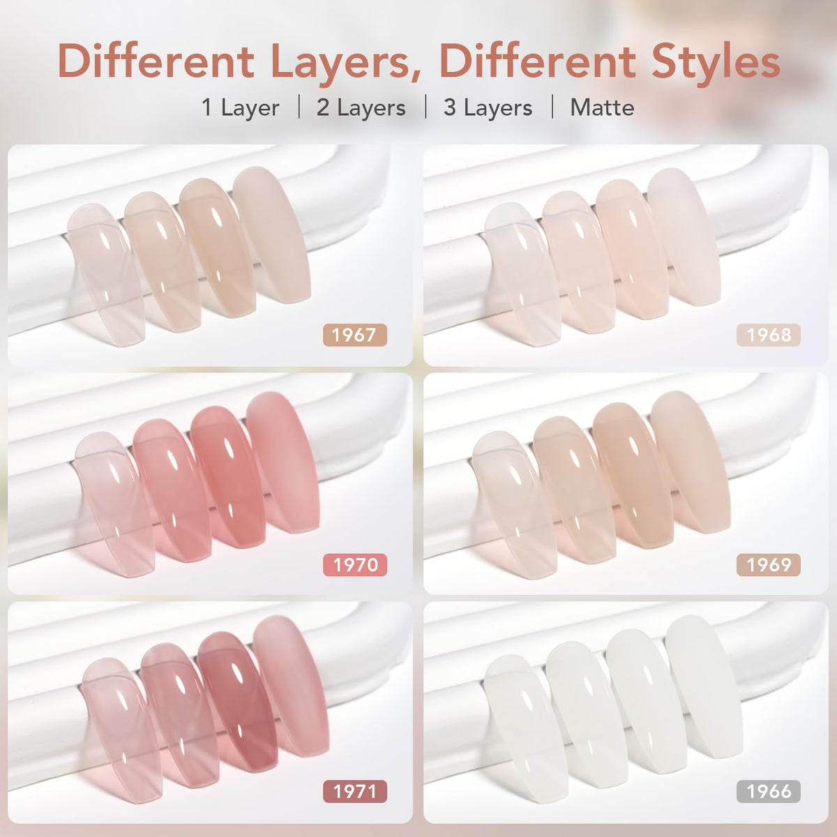 GAOY Jelly Nude Gel Nail Polish on nails