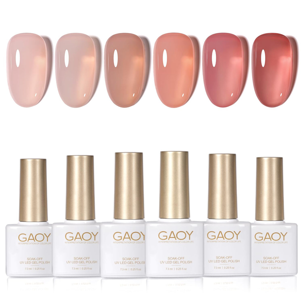 GAOY Jelly Nude Pink Gel Nail Polish Set with six bottles