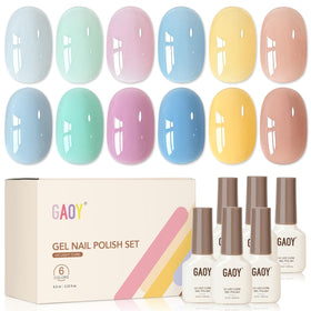 GAOY Jelly Pastel Gel Nail Polish Set with six bottles in pastel colours