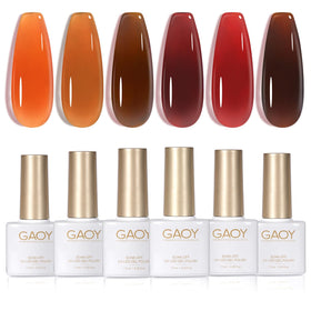 GAOY Jelly Tortoise Brown Gel Nail Polish Set with six bottles
