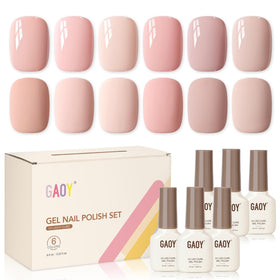 GAOY Macaron Nude Gel Nail Polish Set - six bottles of peach pink and nude shades