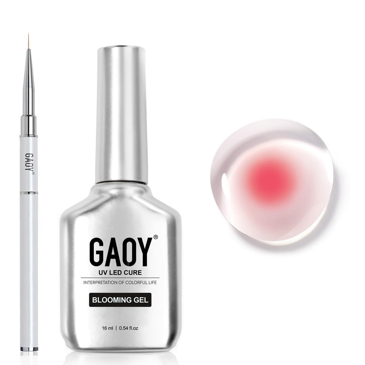 GAOY Nail Blooming Gel 16ml clear bottle with liner brush