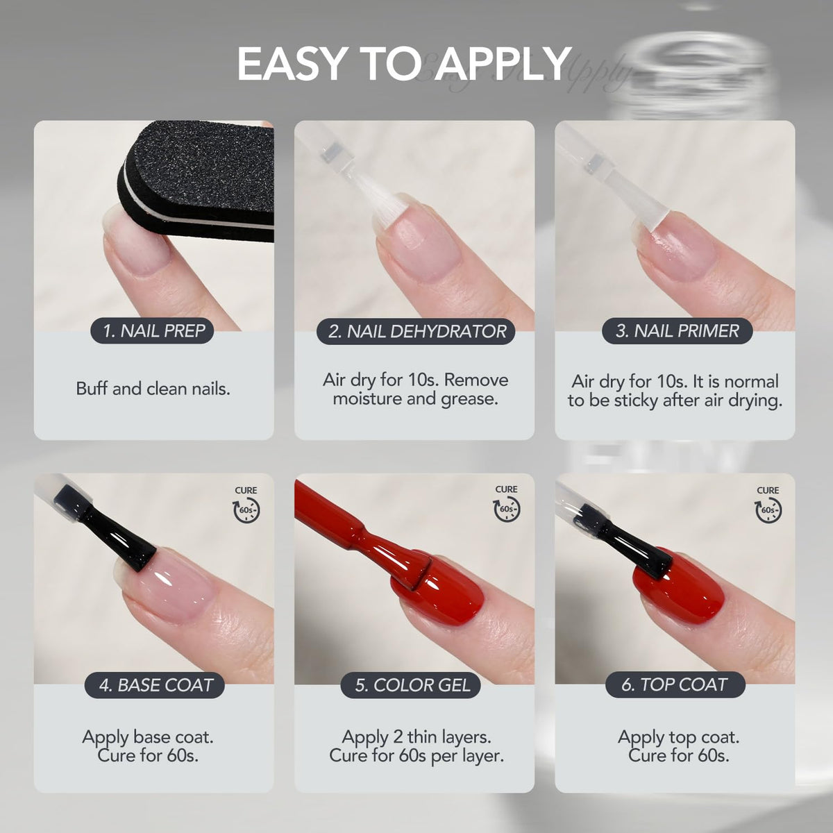 GAOY Nail Dehydrator and Primer Set with tools on a nail art table
