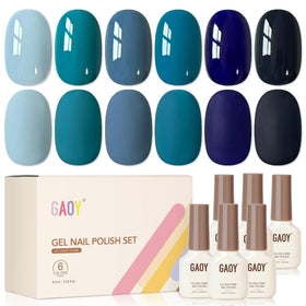 GAOY Navy Blue Gel Nail Polish Set front view with six bottles