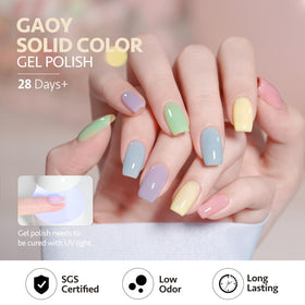 GAOY pastel gel polish bottles arranged in a circle