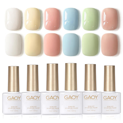 GAOY Pastel Spring Gel Nail Polish Set with six colours front view