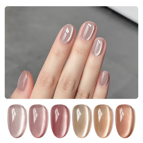 GAOY Pink Cat Eye Gel Nail Polish Kit with 6 colours and magnet