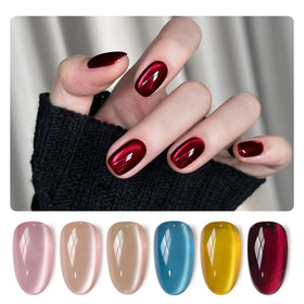 GAOY Red Cat Eye Gel Nail Polish Kit with 6 colours and magnet