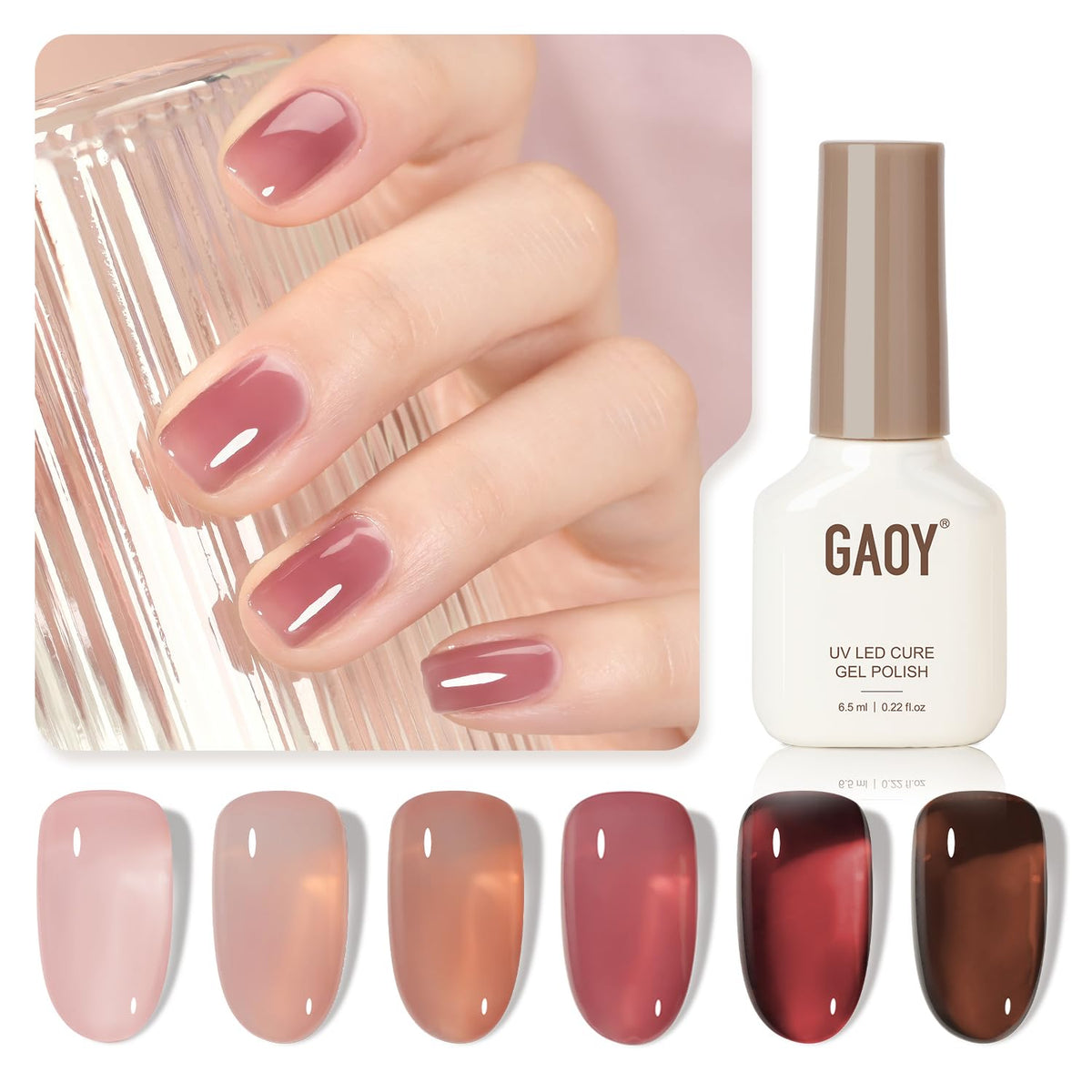 GAOY Rose Garden Jelly Gel Nail Polish Set with six colours