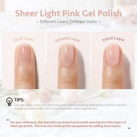 GAOY Sheer Light Pink Gel Nail Polish application on nails